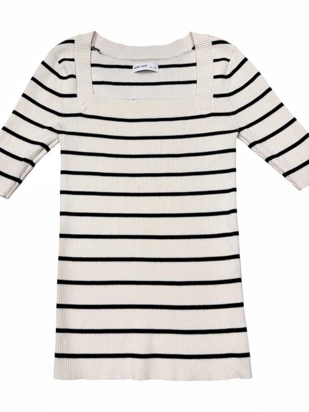 Nine West Striped Square Neck Sweater Size Small